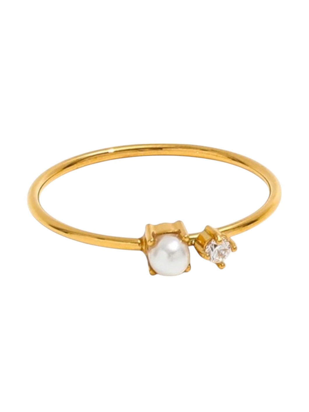 Pearl Solitaire Ring | Stainless Steel Gold Plated