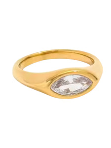 Mabel Marquis Diamond Ring | Stainless Steel Gold Plated