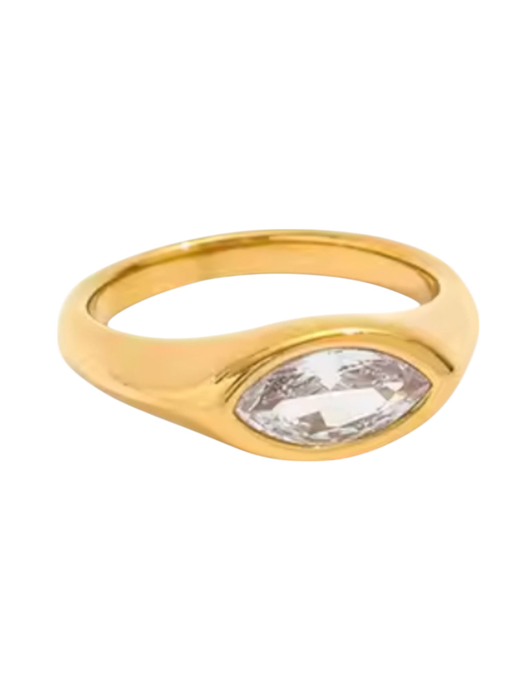 Mabel Marquis Diamond Ring | Stainless Steel Gold Plated