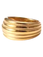 Load image into Gallery viewer, Rikkie Rounded Ribbed Gold Ring | Stainless Steel Gold Plated
