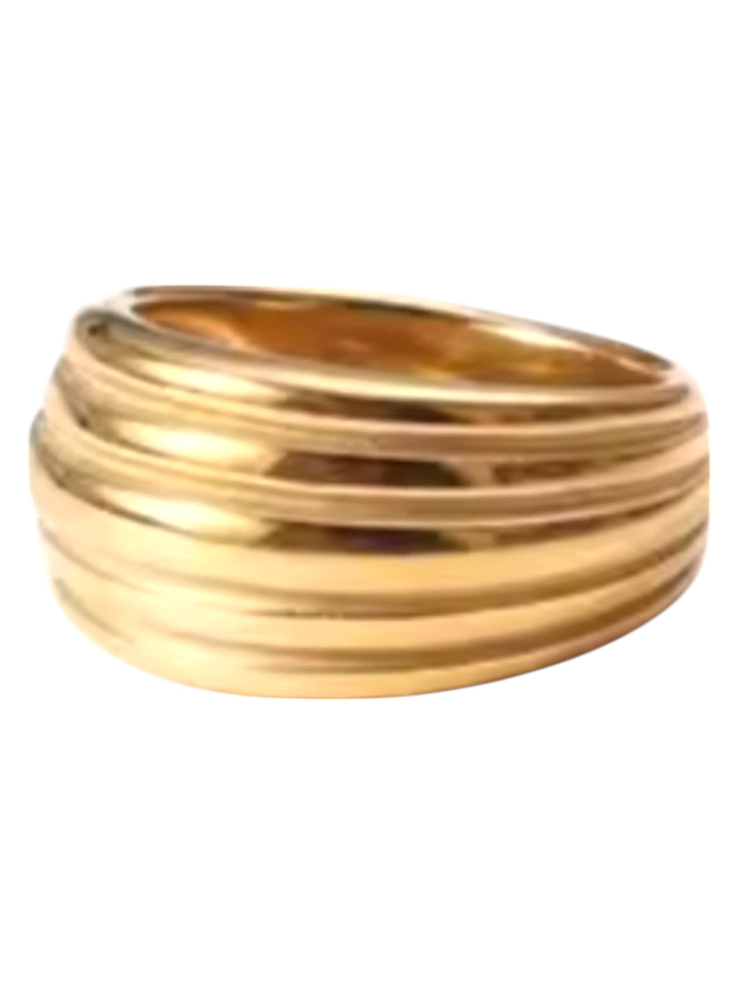 Rikkie Rounded Ribbed Gold Ring | Stainless Steel Gold Plated