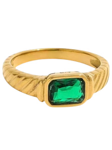 Baby Angelina Emerald Ring | Stainless Steel Gold Plated