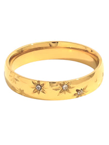 Nyx North Star Crystal Band Gold Ring | Stainless Steel Gold Plated