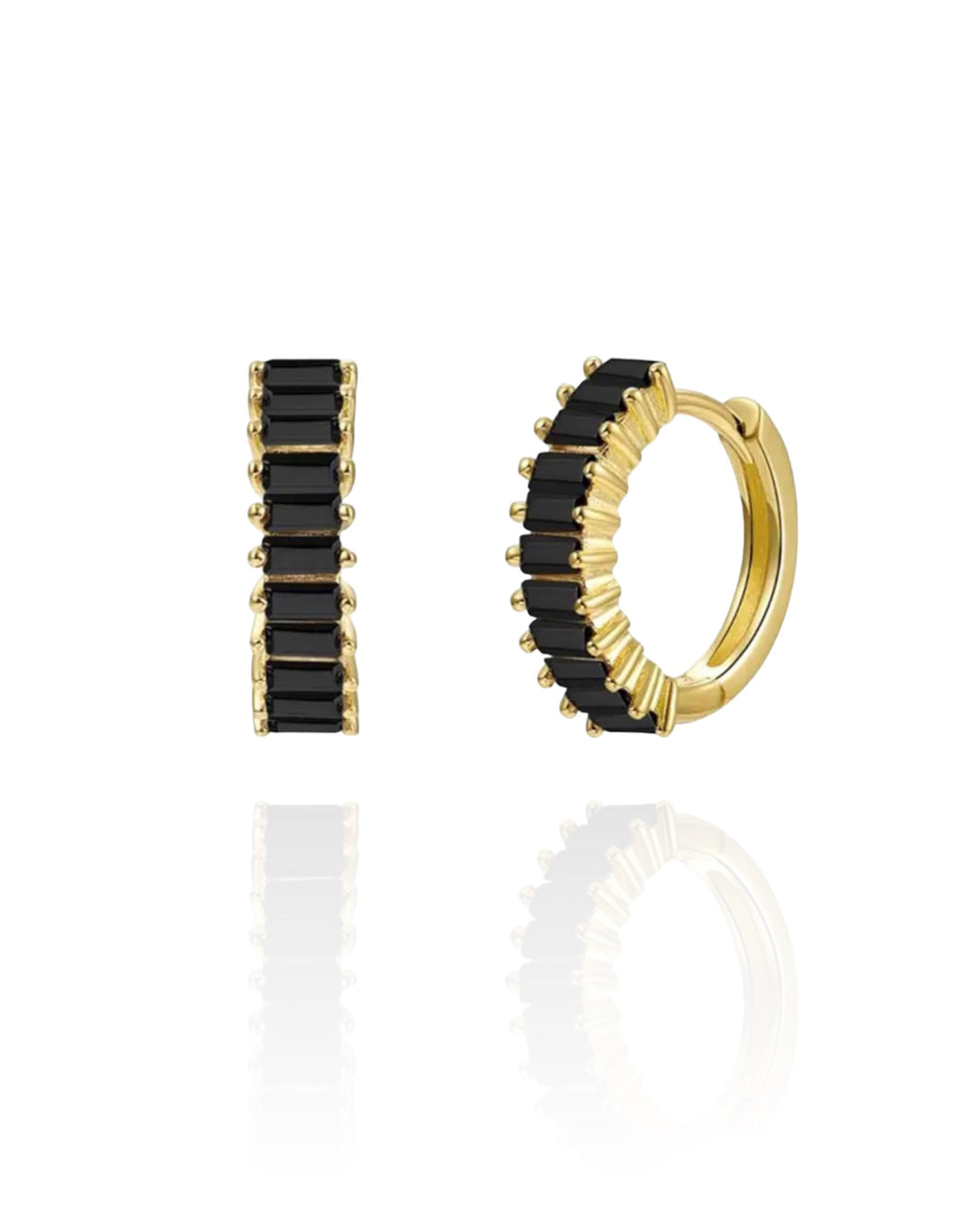 Double Genevieve Black | Gold Plated 925 Sterling Silver