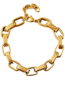Delphine Textured Link Bracelet | Stainless Steel Gold Plated