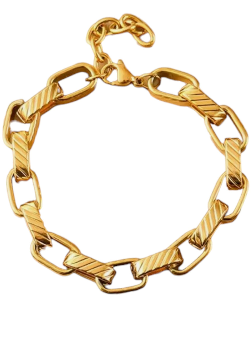 Delphine Textured Link Bracelet | Stainless Steel Gold Plated