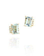 Load image into Gallery viewer, Natalia Aquamarine Studs | Gold Plated 925 Sterling Silver
