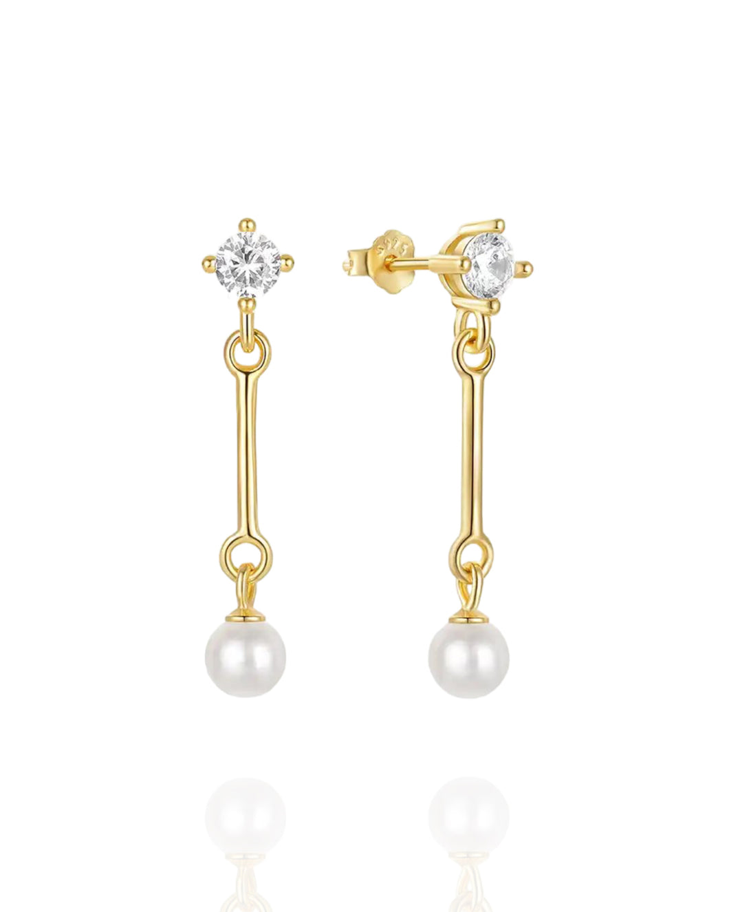 Solitaire Pearl Gold Drops