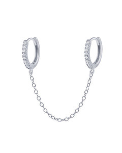 Ava 925 Sterling Silver Chain Huggies 