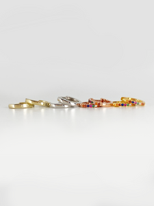 Double Rainbow Huggies Gold Earrings