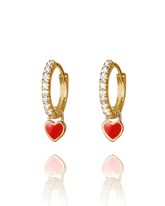 Heart You Earrings Red