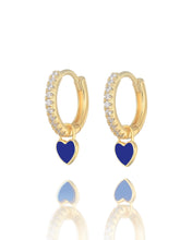 Load image into Gallery viewer, Heart You Earrings Navy | Gold Plated 925 Sterling Silver
