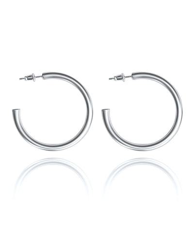 Large Zoie Hoops Silver
