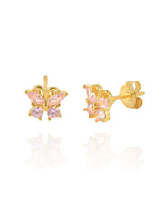 Load image into Gallery viewer, Pink Butterfly Studs | Gold Plated 925 Sterling Silver
