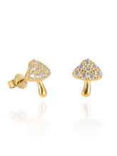 Load image into Gallery viewer, Mushroom Studs White | Gold Plated 925 Sterling Silver
