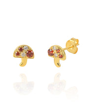 Load image into Gallery viewer, Button Mushrooms White and Red | Gold Plated 925 Sterling Silver
