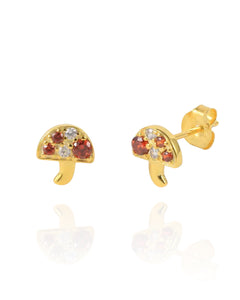 Button Mushrooms White and Red | Gold Plated 925 Sterling Silver