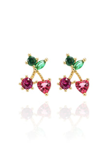 Cherry Studs | Gold Plated 925 Sterling Silver