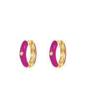 Load image into Gallery viewer, Dakota Huggies Fuchsia | Gold Plated 925 Sterling Silver
