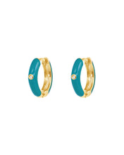 Load image into Gallery viewer, Dakota Huggies Teal | Gold Plated 925 Sterling Silver

