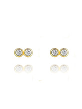 Load image into Gallery viewer, Double Bezel Studs Gold | Gold Plated 925 Sterling Silver
