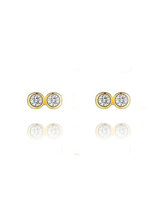 Double Bezel Studs Gold | Gold Plated 925 Sterling Silver
