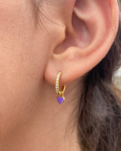 Load image into Gallery viewer, Heart You Earrings Purple | Gold Plated 925 Sterling Silver
