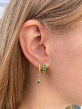 Load image into Gallery viewer, Portia Huggies Emerald | Gold Plated 925 Sterling Silver
