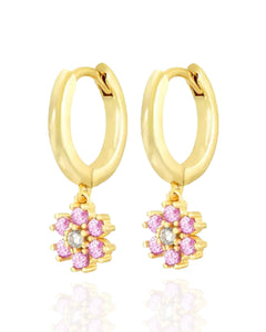 Ninon Flower Drop Earrings Pink | Gold Plated 925 Sterling Silver