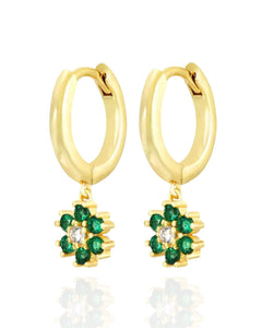Ninon Flower Drop Earrings Emerald | Gold Plated 925 Sterling Silver
