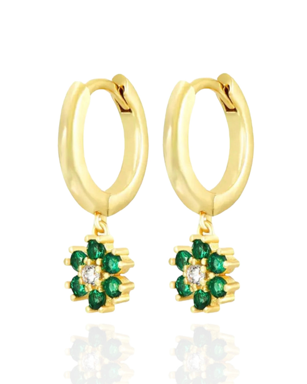 Ninon Flower Drop Earrings Emerald | Gold Plated 925 Sterling Silver