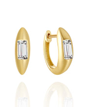 Load image into Gallery viewer, Tanya Baguette Hoops | Gold Plated 925 Sterling Silver
