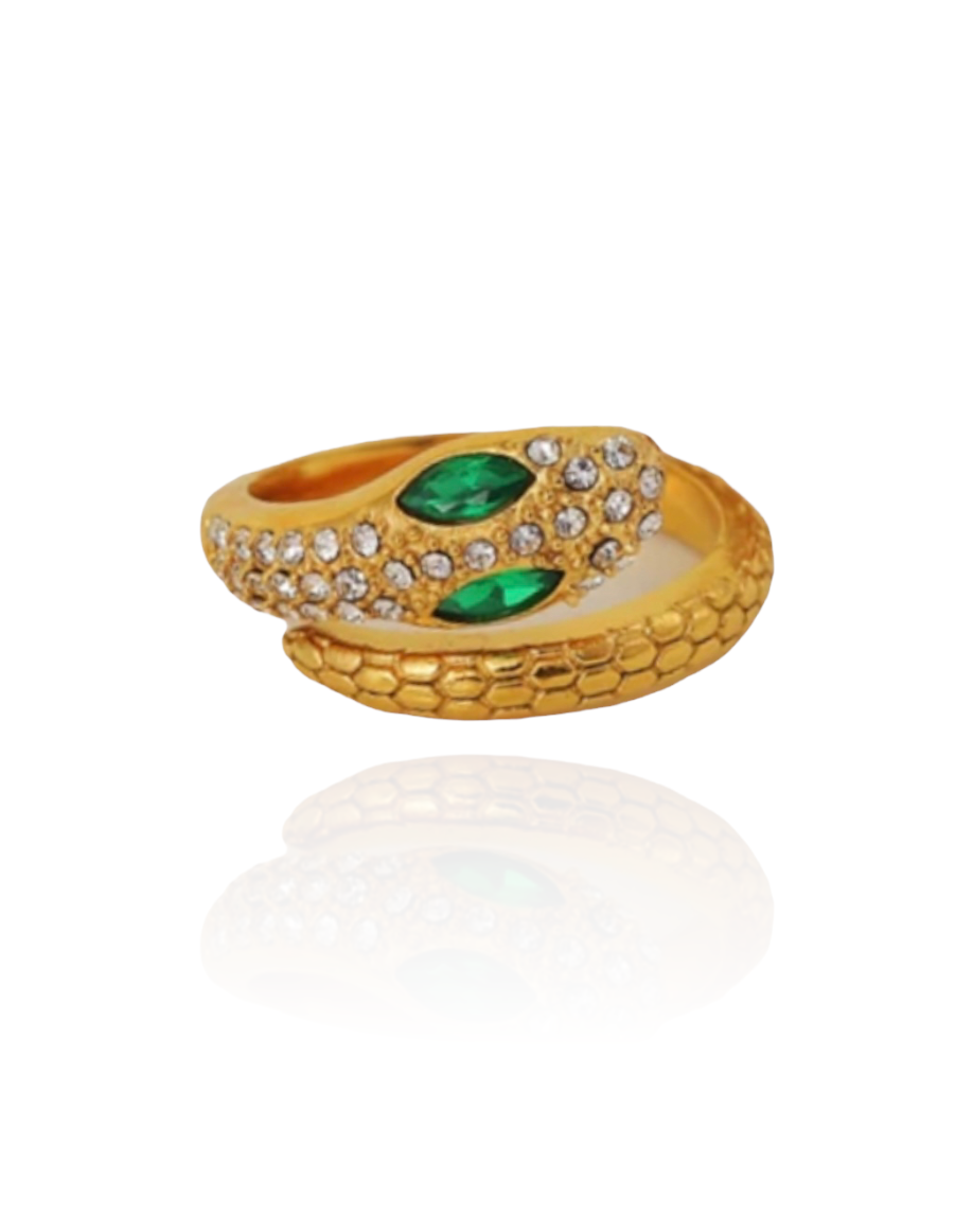 Emerald Gold Snake Ring