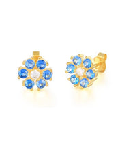 Load image into Gallery viewer, Isola Flower Studs Blue | Gold Plated 925 Sterling Silver
