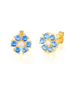 Isola Flower Studs Blue | Gold Plated 925 Sterling Silver