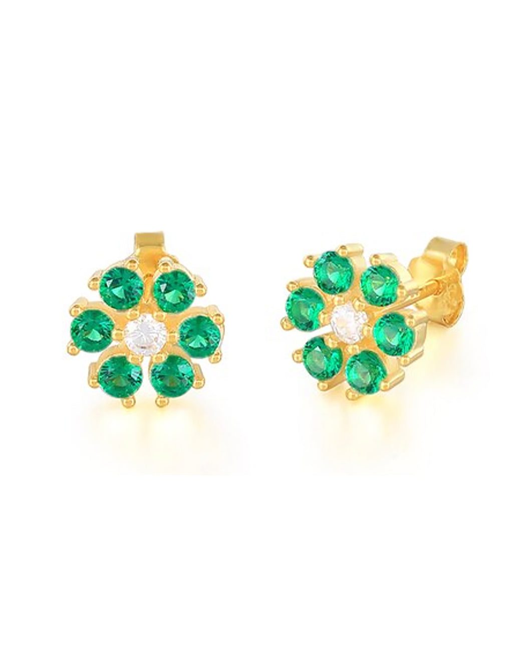 Isola Flower Studs Emerald | Gold Plated 925 Sterling Silver