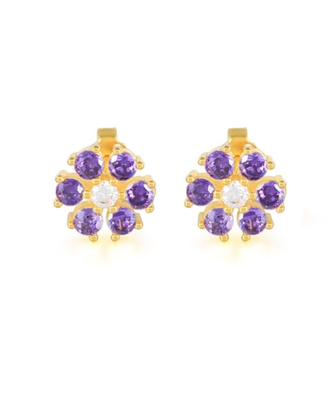 Isola Flower Studs Purple | Gold Plated 925 Sterling Silver