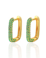 Load image into Gallery viewer, Libby Hoops Emerald | Gold Plated 925 Sterling Silver

