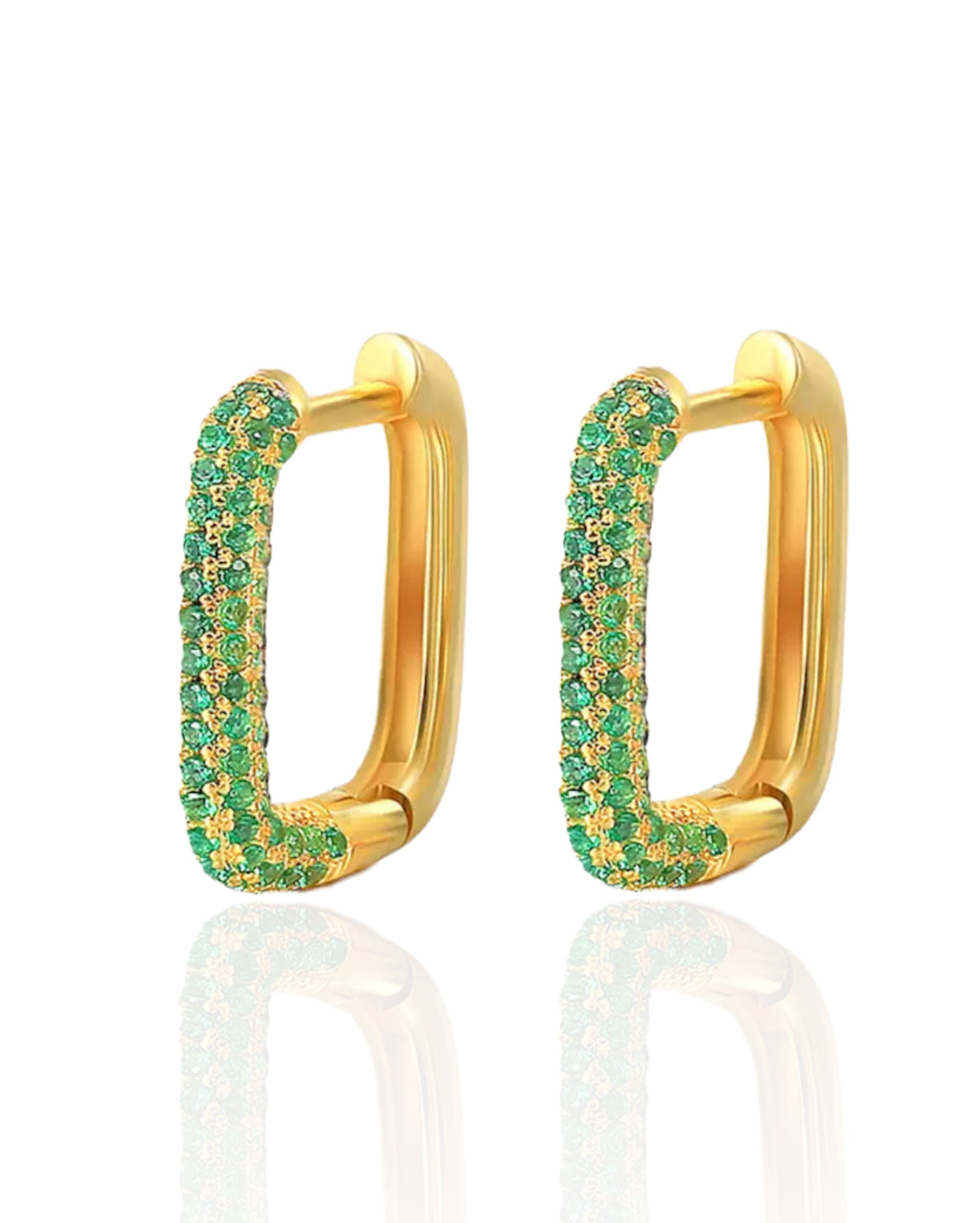 Libby Hoops Emerald | Gold Plated 925 Sterling Silver