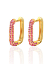 Load image into Gallery viewer, Libby Hoops Fuchsia | Gold Plated 925 Sterling Silver
