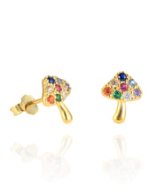 Load image into Gallery viewer, Mushroom Studs Multicolor | Gold Plated 925 Sterling Silver

