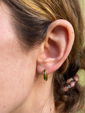 Load image into Gallery viewer, Delilah Baguette Huggies Emerald | Gold Plated 925 Sterling Silver
