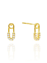 Load image into Gallery viewer, Tiny Safety Pin Studs Gold | Gold Plated 925 Sterling Silver
