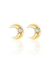 Load image into Gallery viewer, Tiny Moon Studs Gold | Gold Plated 925 Sterling Silver
